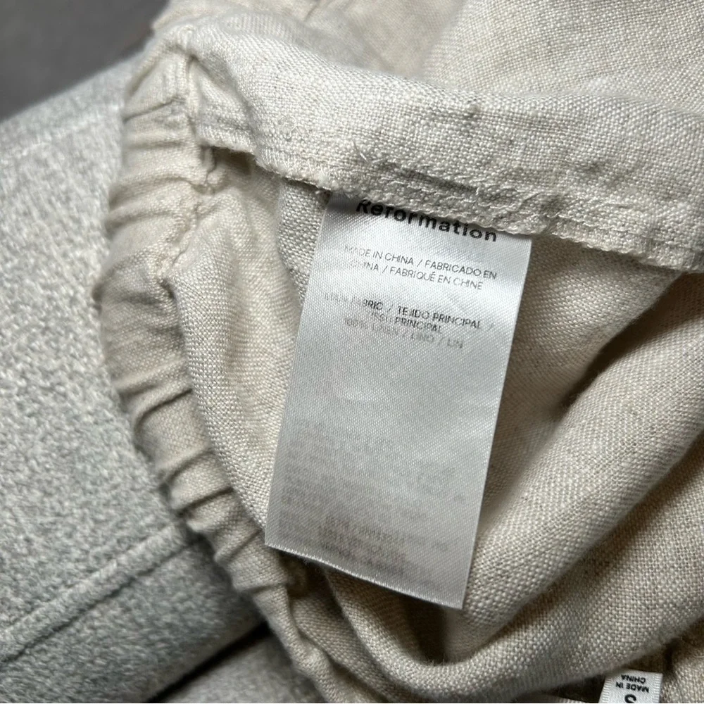 Reformation Linen Pants Oatmeal Size Small